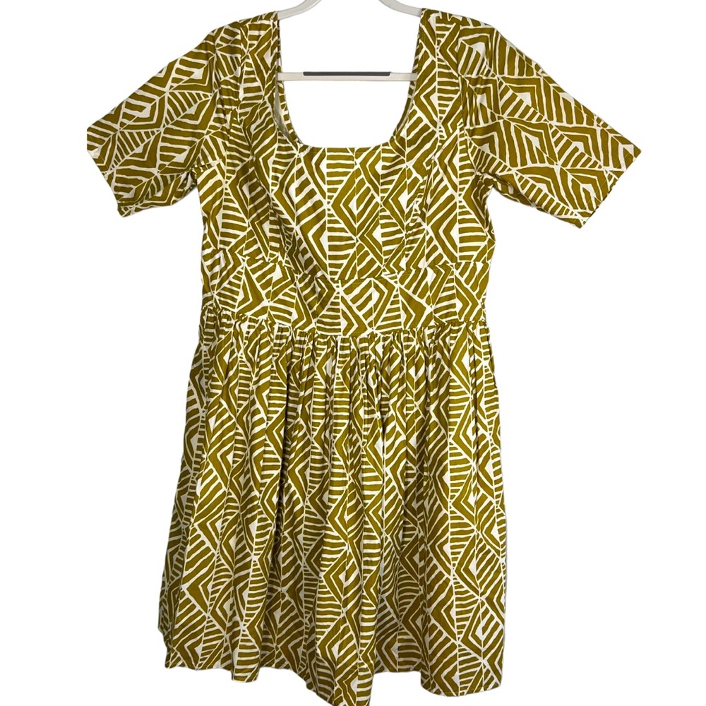eShakti Geometric Print Green White Dress 18